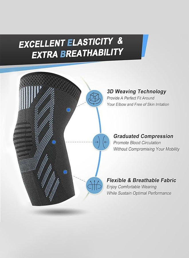 2 Pack Elbow Brace for Tendonitis, Tennis Elbow Compression Support Sleeve for Golfers Elbow Pain Relief, Arthritis, Bursitis, Workout, Weightlifting (Black-Grey, Medium) - Image 4